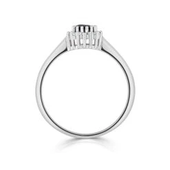Sapphire 3.5 X 3.5mm And Diamond 9K White Gold Ring -The Diamond Store Y1048sw 19