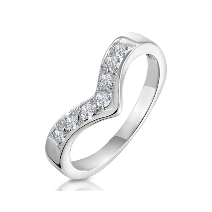 Diamond 0.11ct 9K White Gold Wishbone Ring 1 Diamond 0.11ct 9K White Gold Wishbone Ring