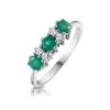 Emerald 0.45ct And Diamond 9K White Gold Ring