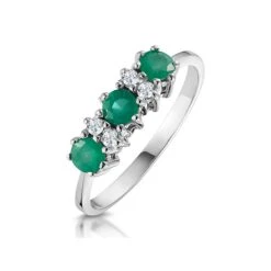 Emerald 0.45ct And Diamond 9K White Gold Ring