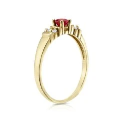 Ruby 3.75mm And Diamond 9K Gold Ring -The Diamond Store Y1913 3