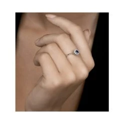 Sapphire 3.5 X 3.5mm And Diamond 9K White Gold Ring -The Diamond Store Y2221h