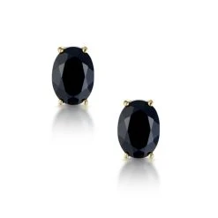 Sapphire 7mm X 5mm 9K Yellow Gold Earrings