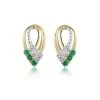 Emerald 8 X 15mm And Diamond 9K Yellow Gold Earrings