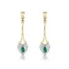 Emerald 5 X 3mm And Diamond 9K Yellow Gold Earrings B3263