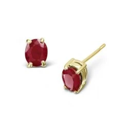 Ruby 5x4mm 0.70CT 9K Yellow Gold Earrings