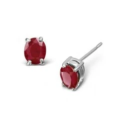 Ruby 5 X 4mm 18K White Gold Earrings