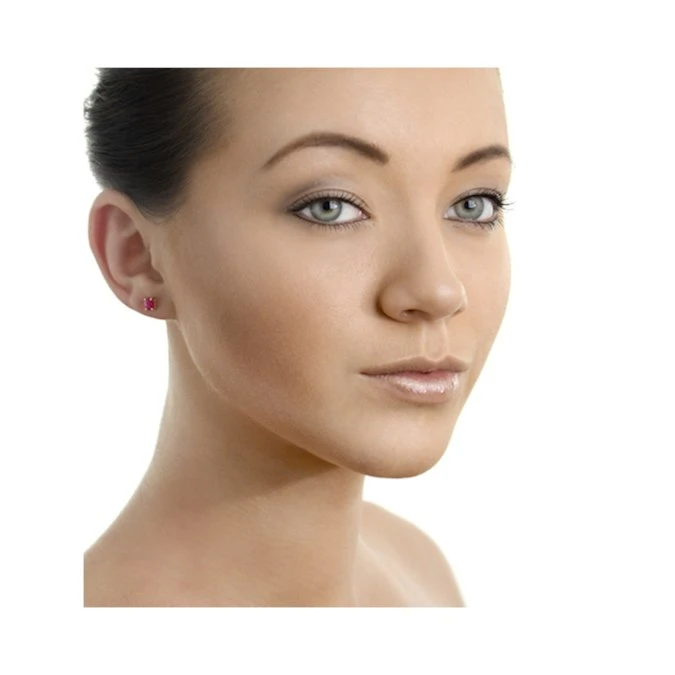 Ruby 5x4mm 0.70CT 9K Yellow Gold Earrings 2 Ruby 5x4mm 0.70CT 9K Yellow Gold Earrings - Image 2