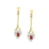 Ruby 5 X 3mm And Diamond 9K Yellow Gold Earrings