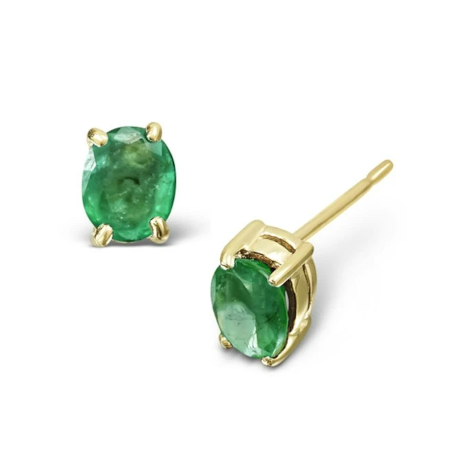 Emerald 5 X 4mm 18K Yellow Gold Earrings 1 Emerald 5 X 4mm 18K Yellow Gold Earrings