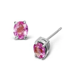 Pink Sapphire 0.45ct 9K White Gold Earrings