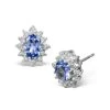 Tanzanite 6 X 4mm And Diamond Cluster 9K White Gold Earrings