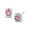 Pink Sapphire 6 X 4mm And Diamond 18K White Gold Earrings Feg27-Ruy