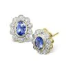 Tanzanite 6 X 4mm And Diamond 18K Gold Earrings
