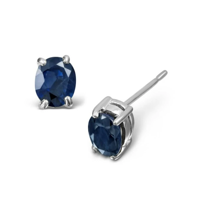 Sapphire 5mm X 4mm 0.80ct 9K White Gold Earrings 1 Sapphire 5mm X 4mm 0.80ct 9K White Gold Earrings