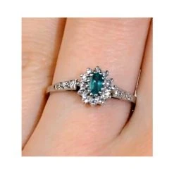Emerald Ring With Lab Diamonds In 925 Silver - 5 X 3mm Centre -The Diamond Store a3067 v1