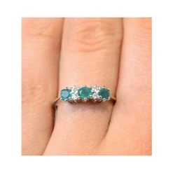 Emerald 0.45ct And Diamond 9K White Gold Ring -The Diamond Store a3073 v2