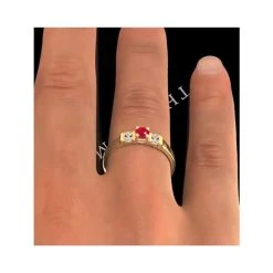 Ruby 3.75mm And Diamond 9K Gold Ring -The Diamond Store a3135 v1