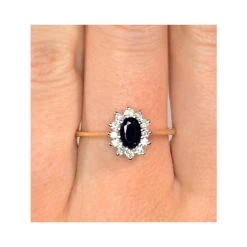 Sapphire 6 X 4mm And Diamond 9K Gold Ring. -The Diamond Store a3242 v1