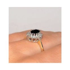 Sapphire 6 X 4mm And Diamond 9K Gold Ring. -The Diamond Store a3242 v2