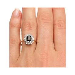 Sapphire 7 X 5mm And Diamond 9K Gold Ring -The Diamond Store a3244 v1