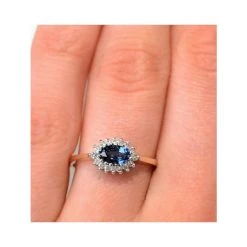 Sapphire 6 X 4mm And Diamond Ring 9K Yellow Gold -The Diamond Store a3276 v2