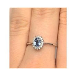 Sapphire 6 X 4mm And Diamond 9K White Gold Ring A3906 -The Diamond Store a3906 v2