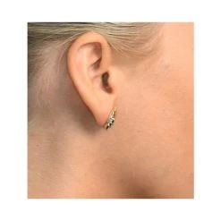 Sapphire 4mm X 2mm And Diamond 9K Yellow Gold Earrings -The Diamond Store b3249 v2