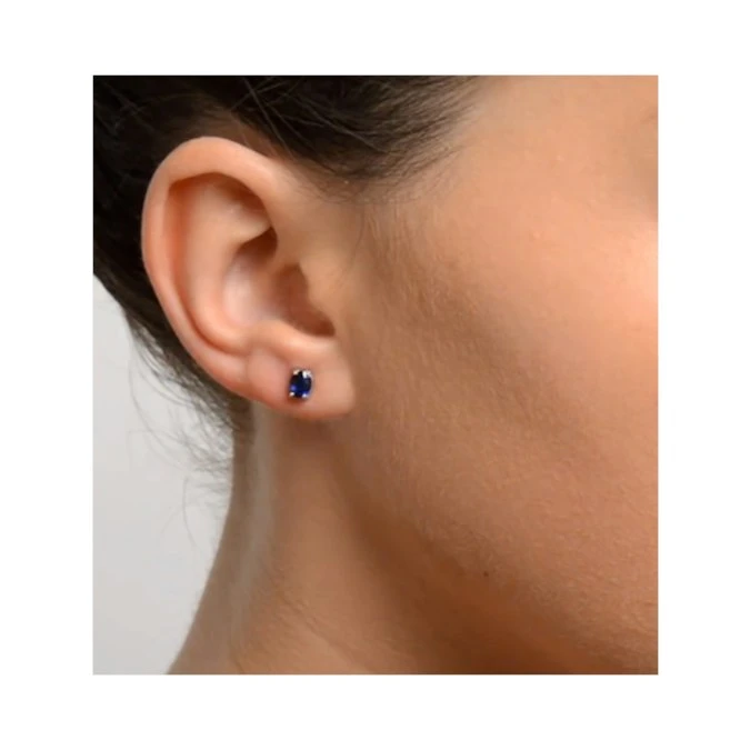 Sapphire 5mm X 4mm 0.80ct 9K White Gold Earrings 2 Sapphire 5mm X 4mm 0.80ct 9K White Gold Earrings - Image 2