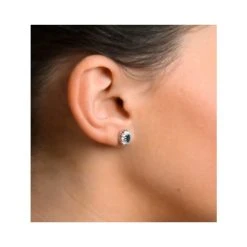 Emerald 5 X 3mm And Diamond 9K White Gold Earrings -The Diamond Store b3609 v3