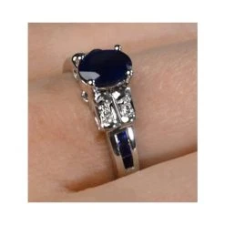 Sapphire 1.25ct And Diamond 9K White Gold Ring -The Diamond Store e3183 v2