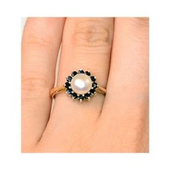 Pearl And Sapphire 9K Gold Ring -The Diamond Store e5336 v3