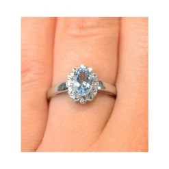Aquamarine 0.70CT And Diamond 9K White Gold Ring -The Diamond Store e5746 v1