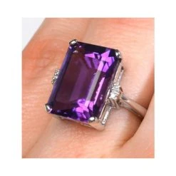 Amethyst 6.40ct And Diamond 9K White Gold Ring -The Diamond Store e5761 v2