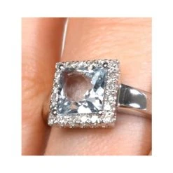 Aquamarine 1.42CT And Diamond 9K White Gold Ring -The Diamond Store e5773 v1