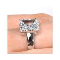 Aquamarine 1.42CT And Diamond 9K White Gold Ring -The Diamond Store e5773 v2