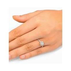 Ella Halo Lab Diamond Engagement Ring 0.55ct In 9K White Gold -The Diamond Store e5935 v2