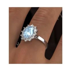Aquamarine 1.7ct And Lab Diamond 1ct Cluster Ring In 18K White Gold -The Diamond Store fet27 cy v1