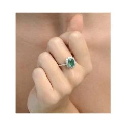 Emerald 1.95CT And Lab Diamond 1.00ct Cluster Ring In 18K White Gold -The Diamond Store fet27 gyh 1