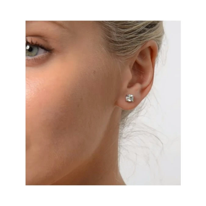 Diamond Earrings 1.00CT Studs G/Vs Quality In Platinum - 5.1mm 3 Diamond Earrings 1.00CT Studs G/Vs Quality In Platinum - 5.1mm - Image 3