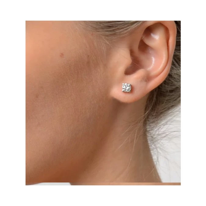 Diamond Earrings 1.00CT Studs G/Vs Quality In Platinum - 5.1mm 4 Diamond Earrings 1.00CT Studs G/Vs Quality In Platinum - 5.1mm - Image 4