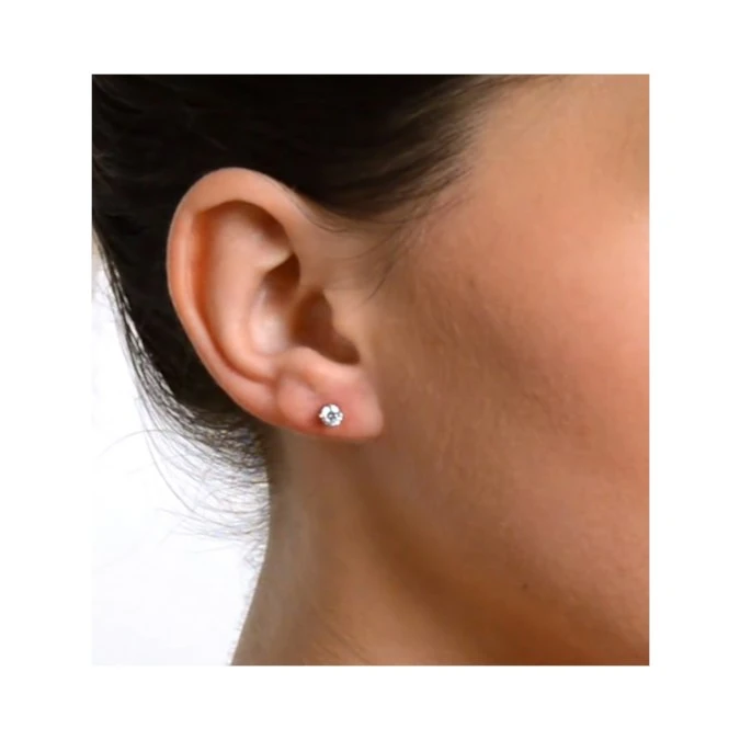 Diamond Earrings 0.40CT Studs H/SI Quality In 18K White Gold - 3.8mm 4 Diamond Earrings 0.40CT Studs H/SI Quality In 18K White Gold - 3.8mm - Image 4
