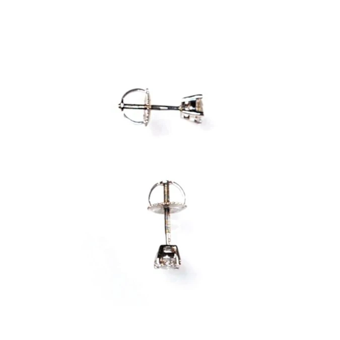 Diamond Earrings 0.50CT Studs H/SI Quality In 18K White Gold - 4.1mm 3 Diamond Earrings 0.50CT Studs H/SI Quality In 18K White Gold - 4.1mm - Image 3