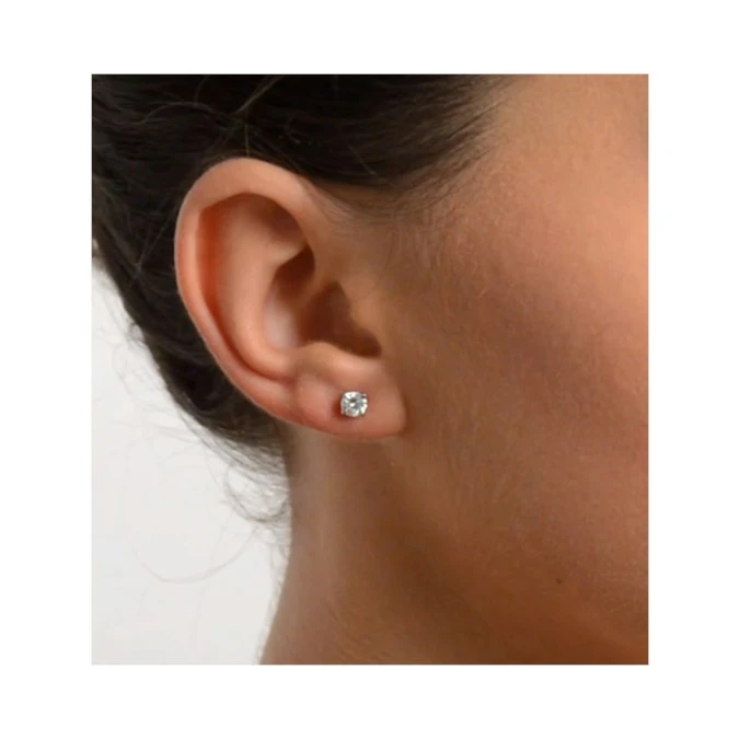 Diamond Earrings 0.66CT Studs H/SI Quality In 18K White Gold - 4.5mm 3 Diamond Earrings 0.66CT Studs H/SI Quality In 18K White Gold - 4.5mm - Image 3