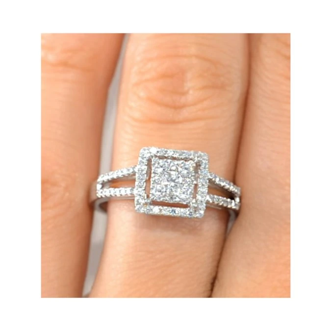 Halo Engagement Ring Galileo 0.50ct Of Lab Diamonds In 9K Gold 4 Halo Engagement Ring Galileo 0.50ct Of Lab Diamonds In 9K Gold - Image 4