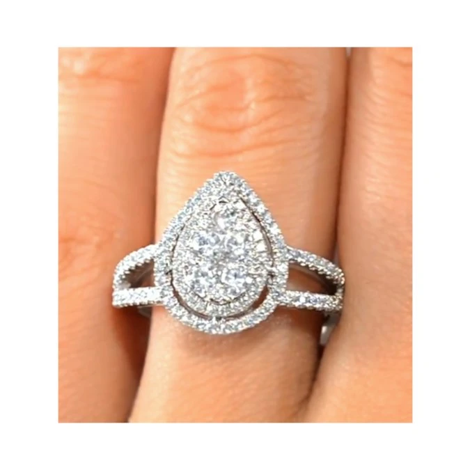 Halo Engagement Ring Galileo With 1ct Of Diamonds In 18KW Gold - FT77 4 Halo Engagement Ring Galileo With 1ct Of Diamonds In 18KW Gold - FT77 - Image 4