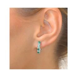 Emerald 1.10CT And Diamond 9K White Gold Earrings 9 Emerald 1.10CT And Diamond 9K White Gold Earrings -The Diamond Store h4359 v3