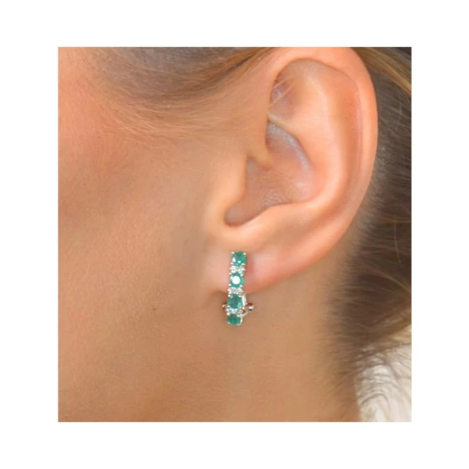 Emerald 1.10CT And Diamond 9K White Gold Earrings 4 Emerald 1.10CT And Diamond 9K White Gold Earrings - Image 4