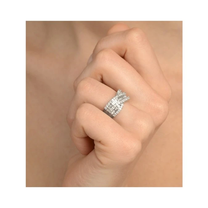 Diamond 1.00CT 18K White Gold Cross-Over Ring 4 Diamond 1.00CT 18K White Gold Cross-Over Ring - Image 4