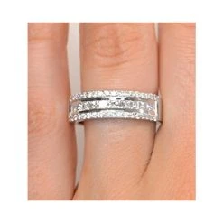 3 Row Diamond 1.00ct And 18K White Gold Half Eternity Ring -The Diamond Store n4496 v2